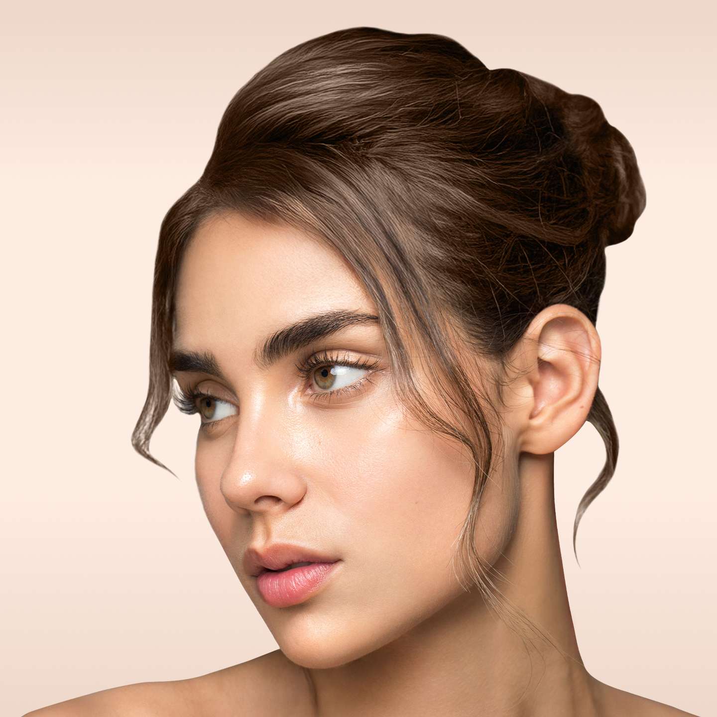 a woman looking to the side