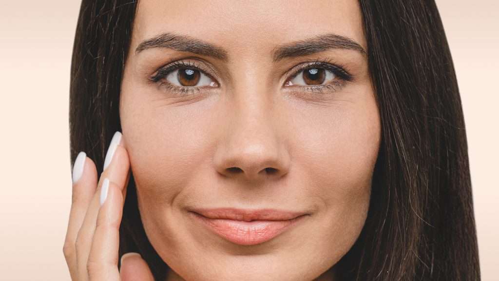 a close up of a woman's face