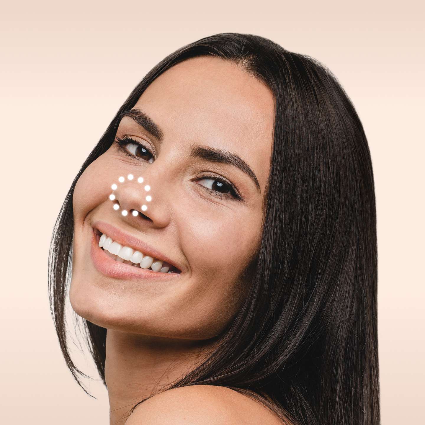 Bild eines Modells Nasenspitze Behandlung glowtox